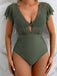 1960er Solide Netz Tiefer Ausschnitt Bikini Set & Cover-Up