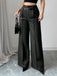 1960er Solide Hohe Taille Weites Bein Hose
