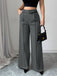 1960er Solide Hohe Taille Weites Bein Hose