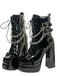 Schwarz Patent Chains Gothic High Heels Stiefel