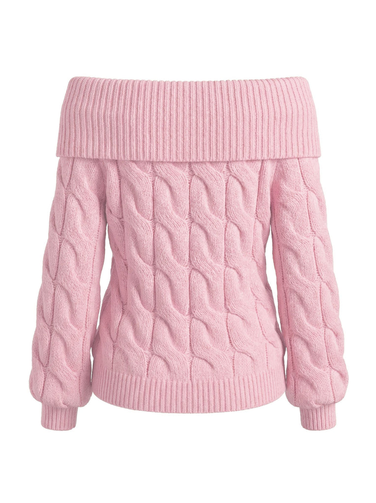 2000er Y2K Solide Schulterfrei Pullover