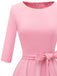 1940er Solide Passform Bogen 3/4 Ärmel Swing Kleid