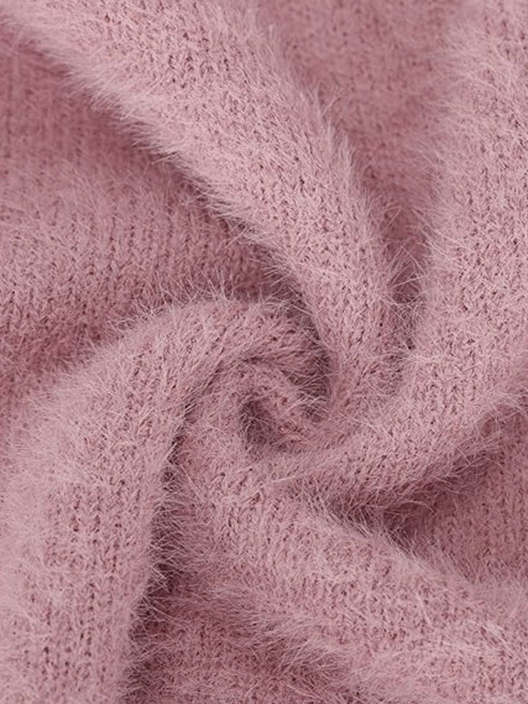 1980er Schulterfrei Mohair Lang Ärmel Kleid