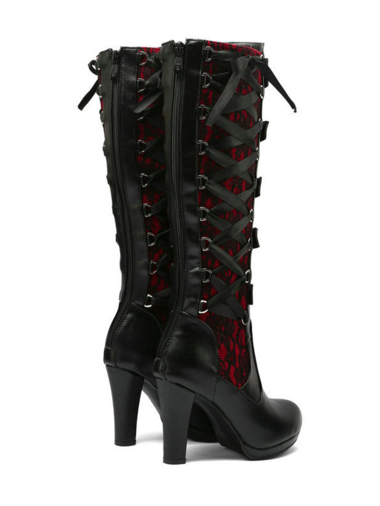 Vintage Punk Schnürung Spitze Hochabsatz Stiefel