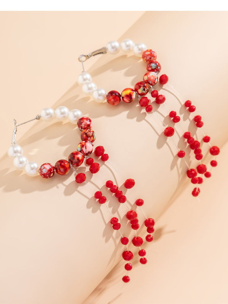 Gothic Blut Perle Quaste Ohrringe