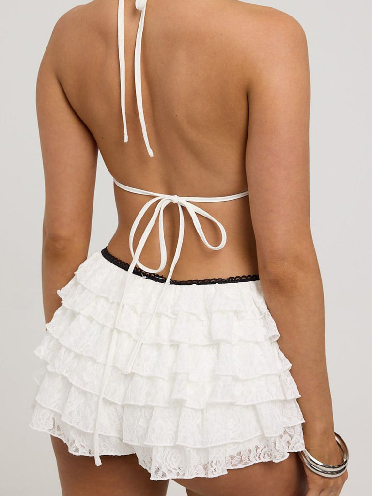 1950er Solide Spitze Mini Shorts