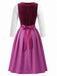 Pflaumenfarbenes 50er Kleid mit Schürze und Spitze