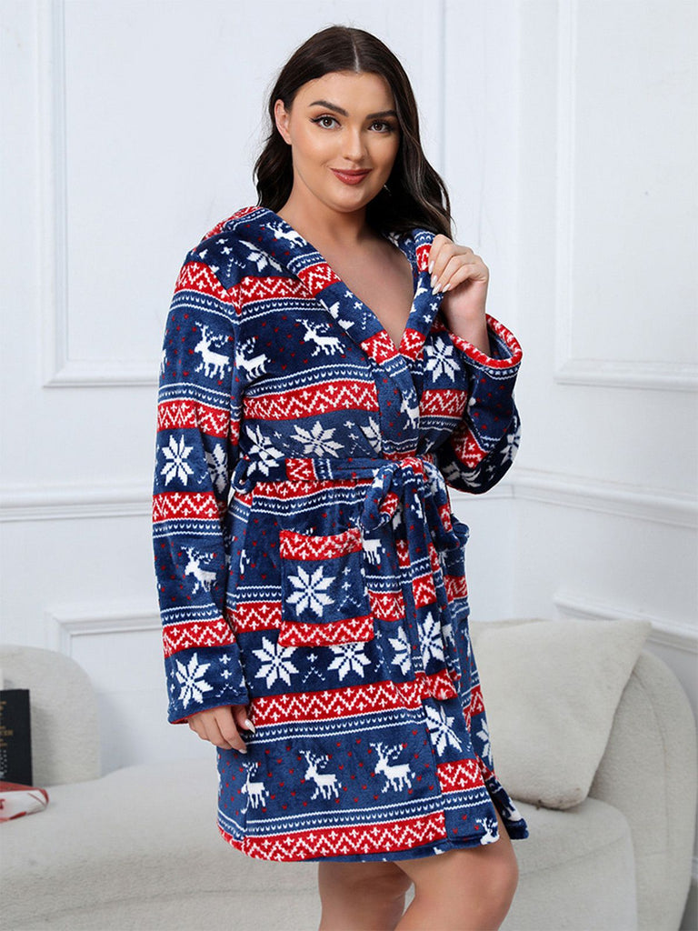 [Übergröße] 1950er Winter Plüsch Kapuzen Robe