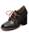 Vintage Leder Schnürung Blockabsatz Schuhe