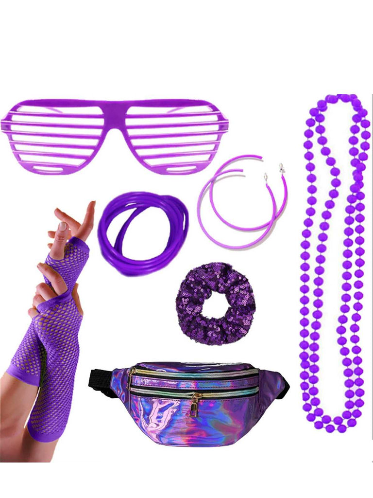 1980er Retro Kostüm Bunt Zubehör Set