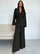 2PCS 1960er Solide Schnürung Blazer & Hose Set