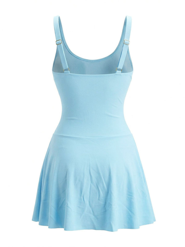 1940er Blumen Riemchen Rundausschnitt Schnür Netz Schwimmkleid