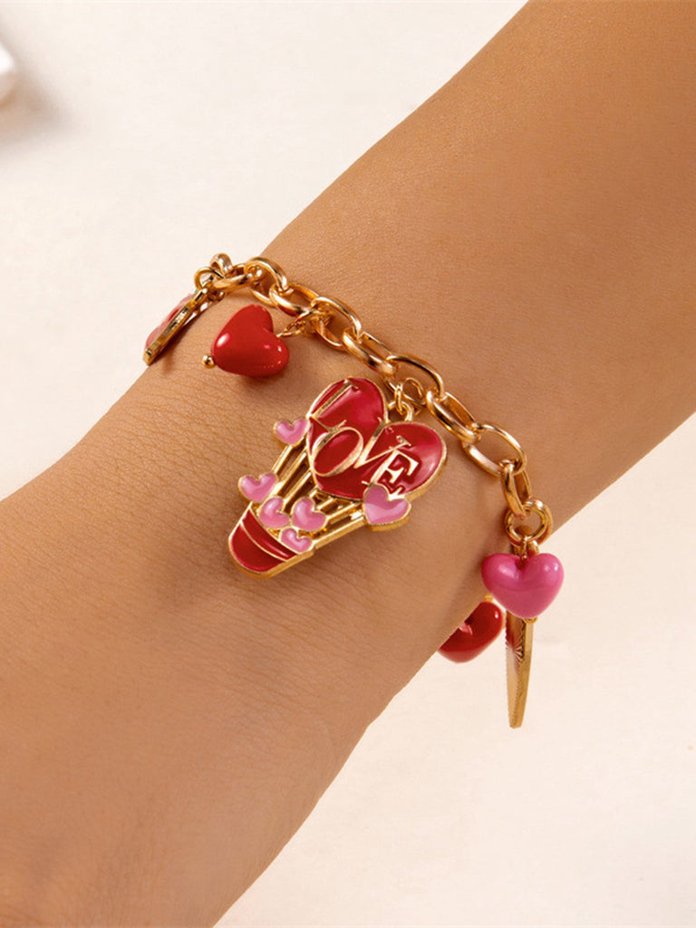 Valentinstag Herz Rose Liebe Anhänger Armband
