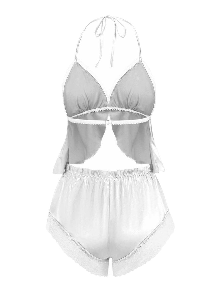 1950er Halter Spitze Satin Pyjama Set