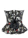 Schwarz 1970er Trägerlos Koi Fisch Drucken Rüschen Korsett