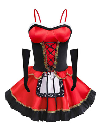 2PCS Rot 1970er Reiten Hood Kostüm Cape Mit Korsett Kleid