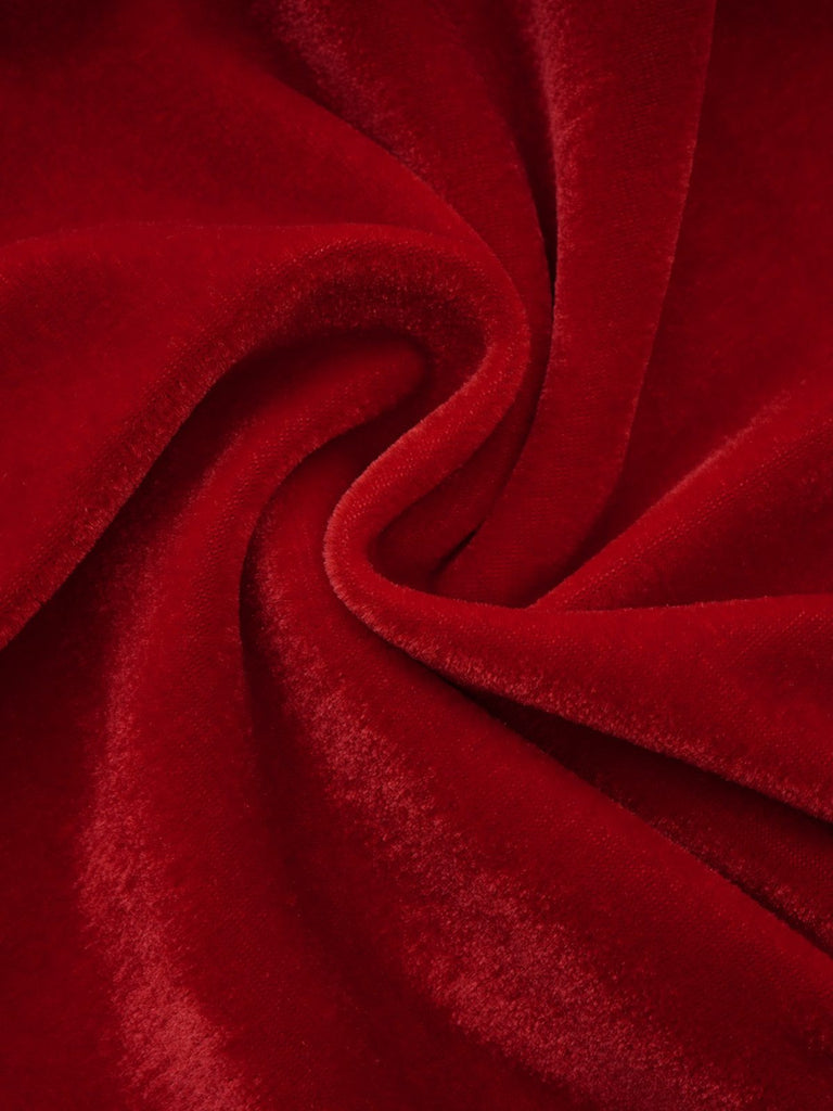 Rot 1970er Weihnachten Plüsch Schnürung Trägerlos Santa Kleid