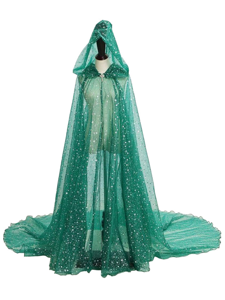 Halloween Gold Foil Hooded Lang Train Cape