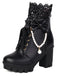 Vintage Spitze Perlen Bogen Blockabsatz Stiefel