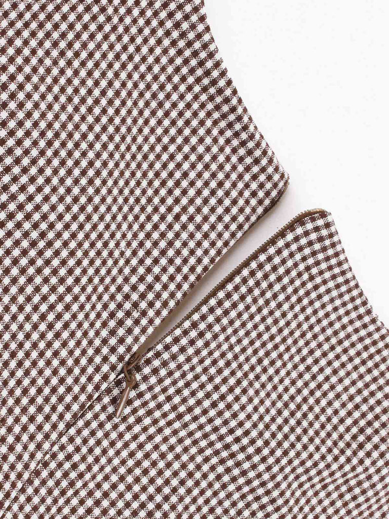 1950er Kerbkragen Farbblock Gingham Plaid Kleid