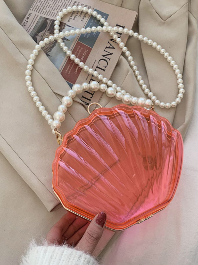 Vintage 3D-Muschel Transparent Perlenkette Tasche