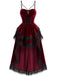 40er Halloween-Gothic-Kleid aus Samt mit asymmetrischer Schleppe