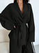 2PCS 1960er Solide Schnürung Blazer & Hose Set