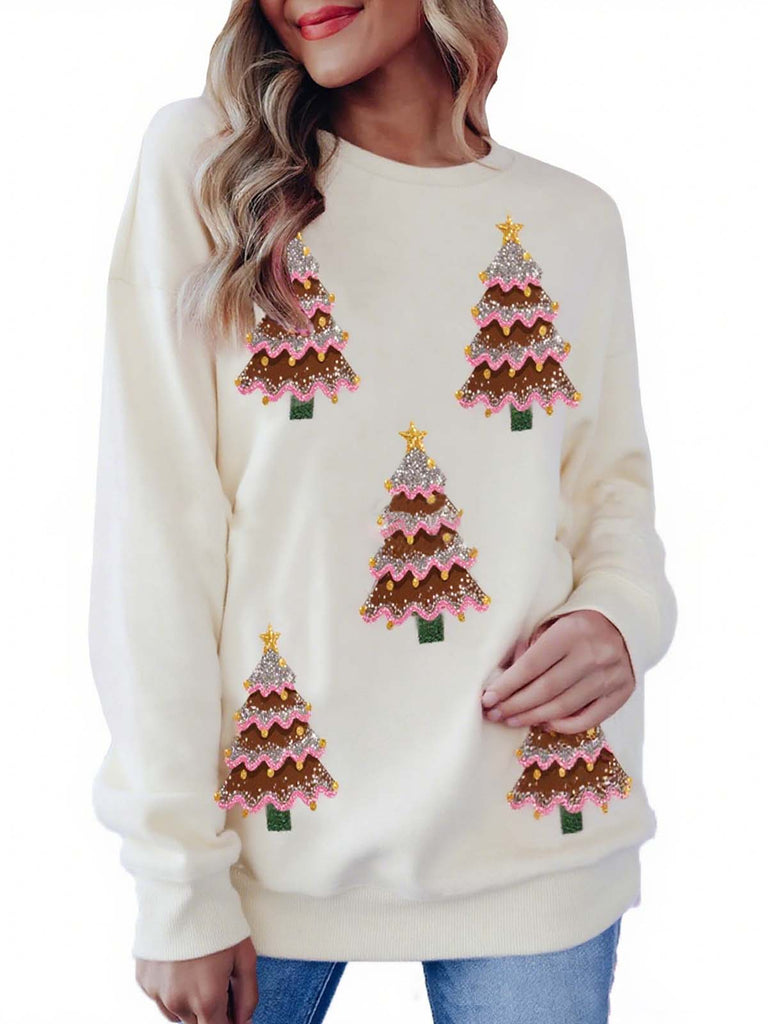 1980er Weihnachtsbaum Paillette Pullover