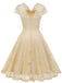 1950er Solide V-Ausschnitt Ärmellos Spitze Kleid