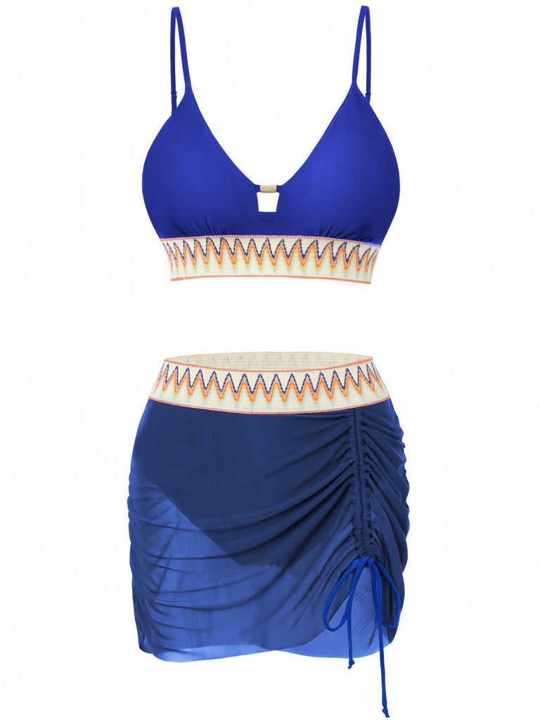 1940er Chevron Netz Patchwork Tankini Set