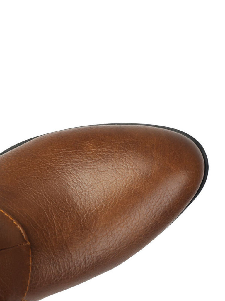 Vintage Genietet Schnalle Wadenmitte Stiefel