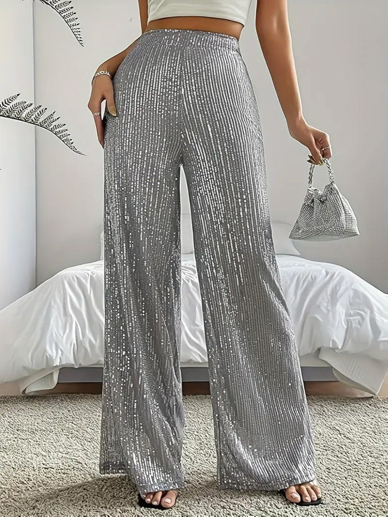 1970er Pailletten Loose Flowy Weites Bein Hosen