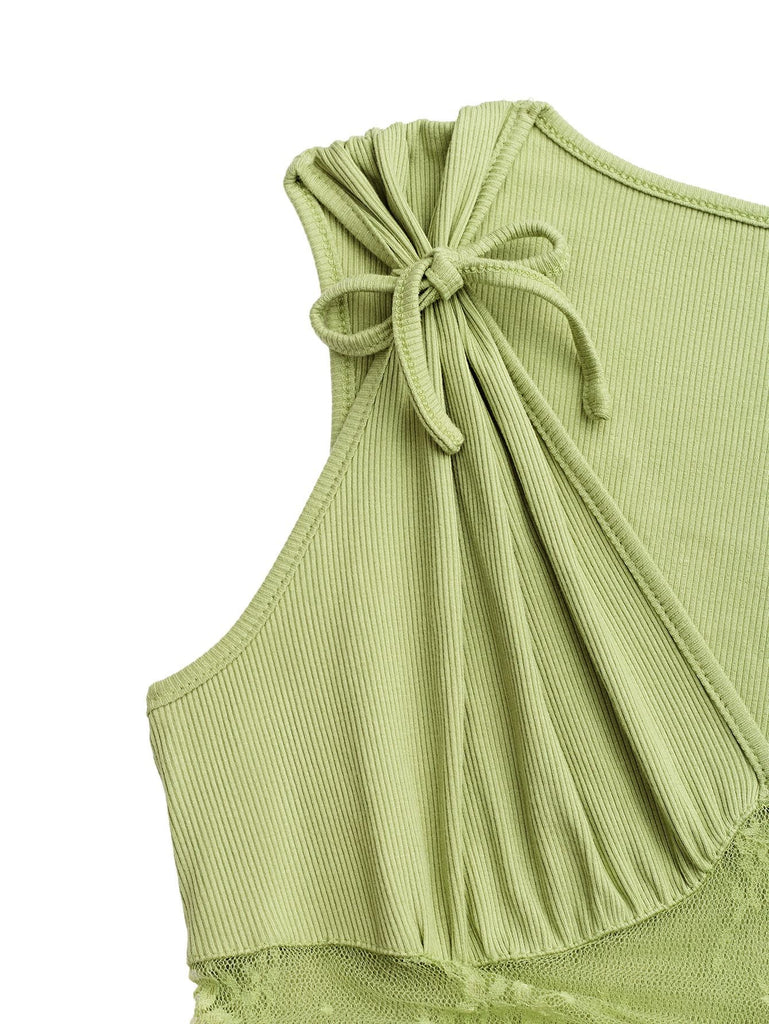 1950er Schulterband Spitze Taille V-Ausschnitt Fit Romper