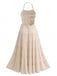 70er Chiffon-Maxikleid mit Neckholder und offenem Rücken