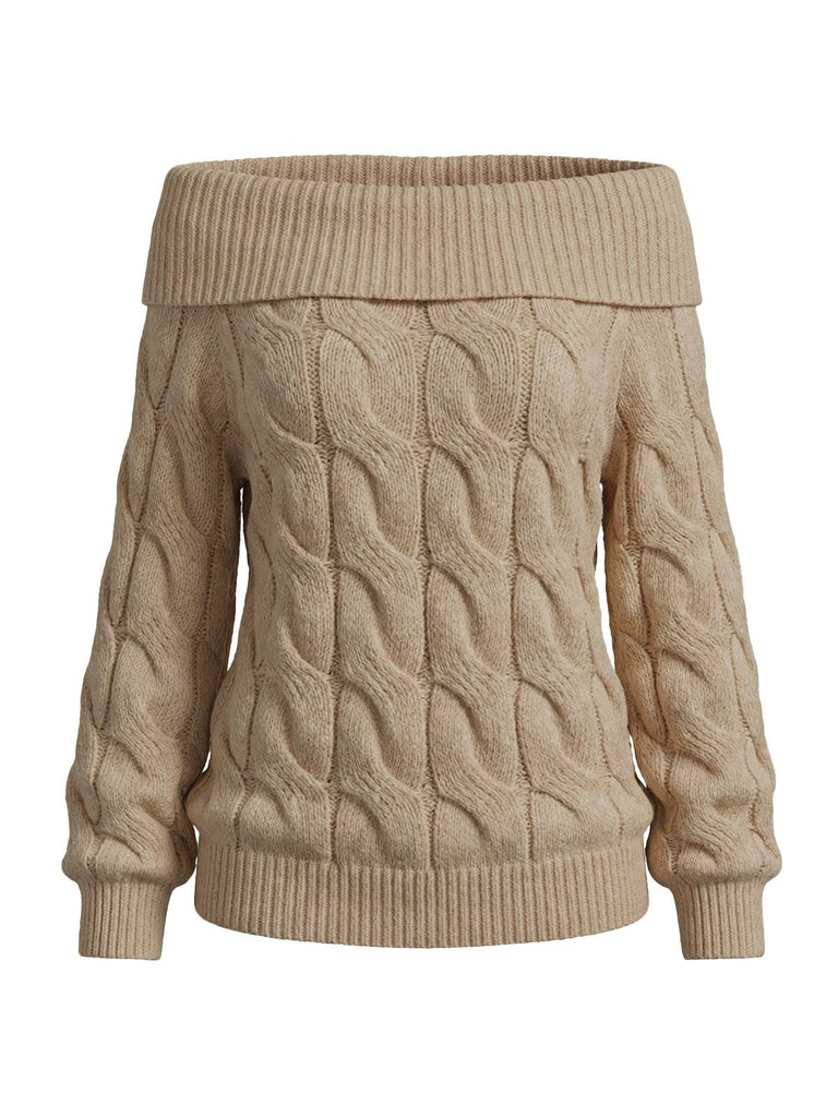 2000er Y2K Solide Schulterfrei Pullover