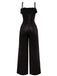 1970er Pailletten Fell Trimmen Patchwork Spaghetti Träger Jumpsuit