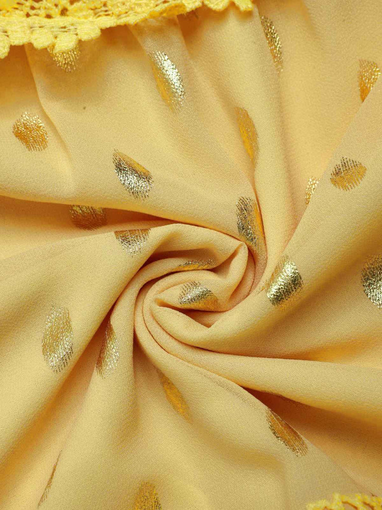 Gelb 1950er Spitze Patchwork Tupfen Kleid