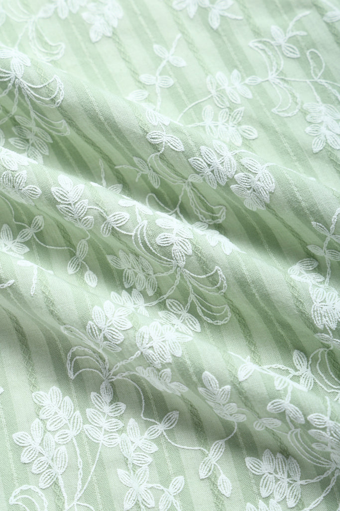 Grünes & Mintgrünes 40er Baumwoll-Swingkleid mit Neckholder und Blumen