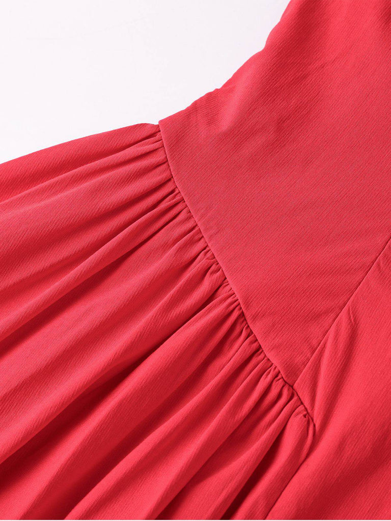 1960er Rückenfrei Schnürung Plissiertes Midi Kleid