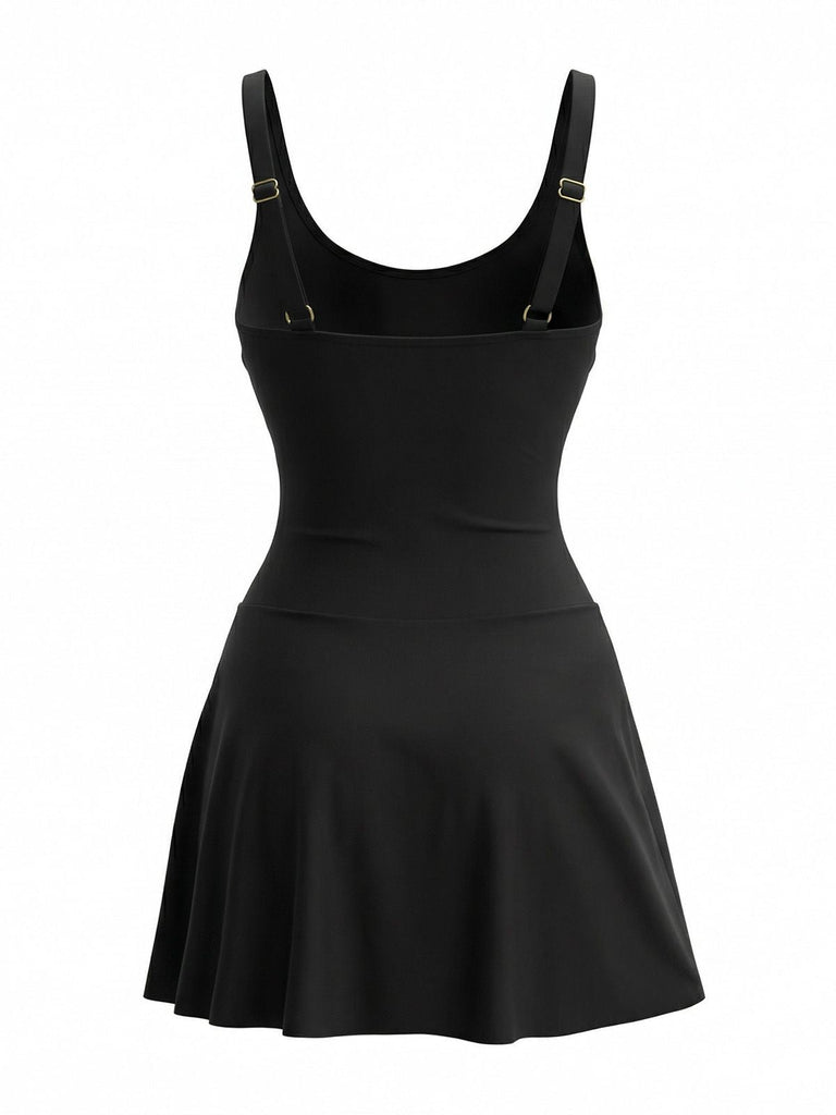 1940er Blumen Riemchen Rundausschnitt Schnür Netz Schwimmkleid