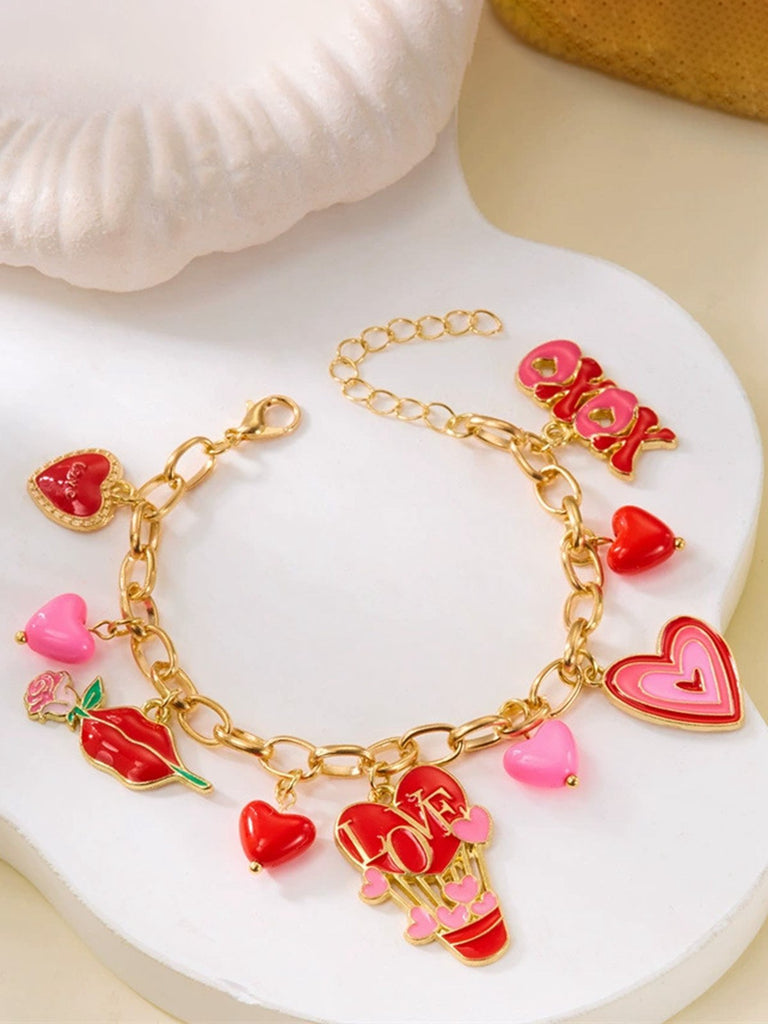 Valentinstag Herz Rose Liebe Anhänger Armband