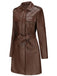1960er Revers Gürtel Lang Leder Mantel