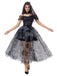 Schwarz 1970er Halloween Geisterbraut Tüll Kleid Set