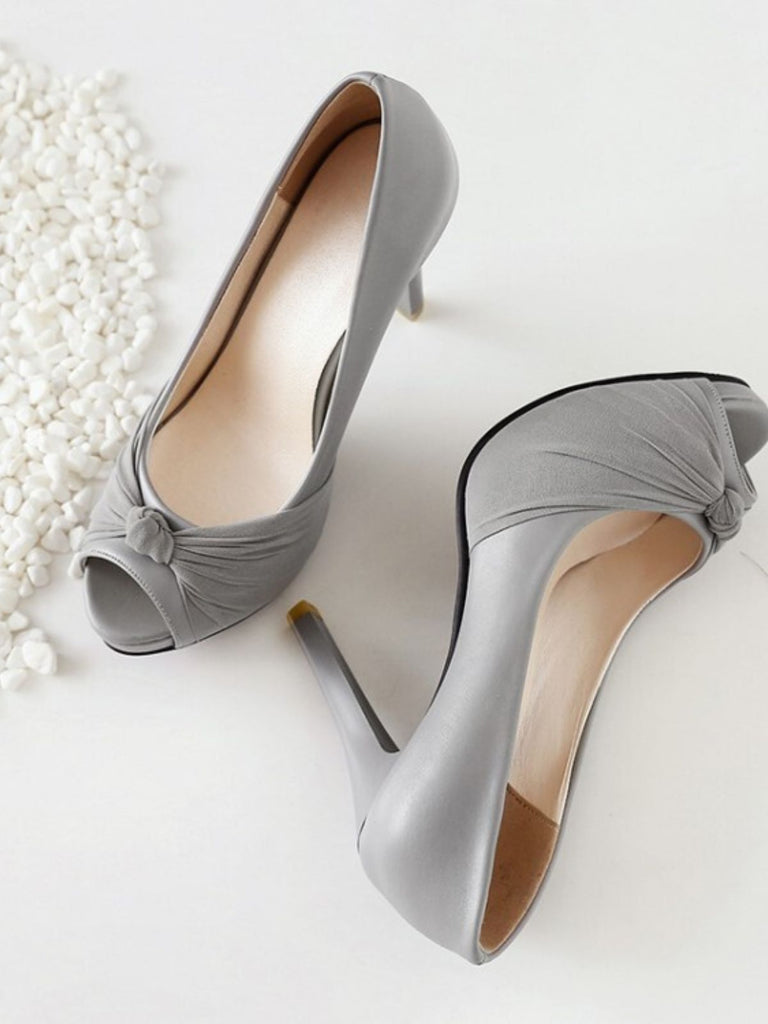 Peep Toe Knot Stilettos High Heels