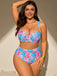 [Übergröße] Rosa & Blau Muschel Druck Bikini Set