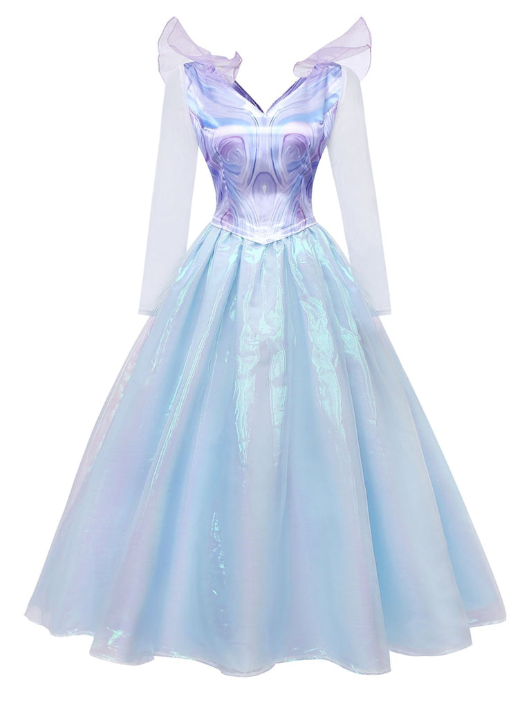 Blau 1950er Glinda Böse Hexe Netz Kleid