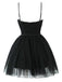 1970er Spaghetti Träger Bogen Tulle Kleid