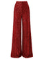 Rot 1970er Solide Pailletten Disco Weit Bein Hose