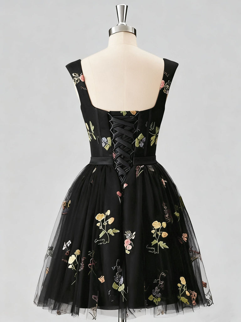 [Vorverkauf] Grün 1970er Besticktes Blumen Spitze Mini Kleid