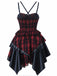 1980er Gothic Punk Leder Plaids Korsett Kleid